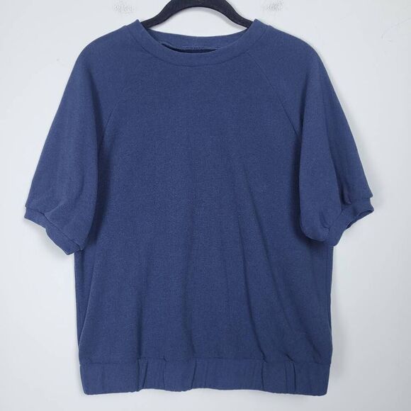 Dudley Stephens Tops - Dudley Stephens Womens Small Pullover Sweatshirt Navy Blue Short Sleeves Boxy